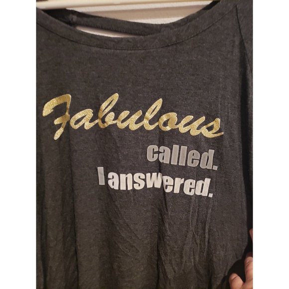 Womens 1X Eye Candy short sleeve top: glitter Fabulous graphic, strappy back - Picture 2 of 5